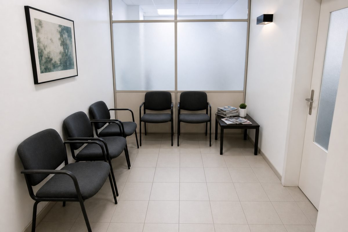 Hygienisch gereinigtes Praxis-Wartezimmer nach professioneller Praxisreinigung