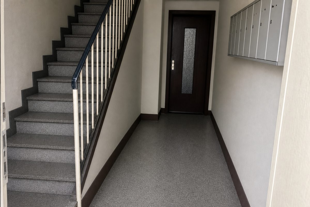 Gereinigtes, gepflegtes Treppenhaus nach der Reinigung